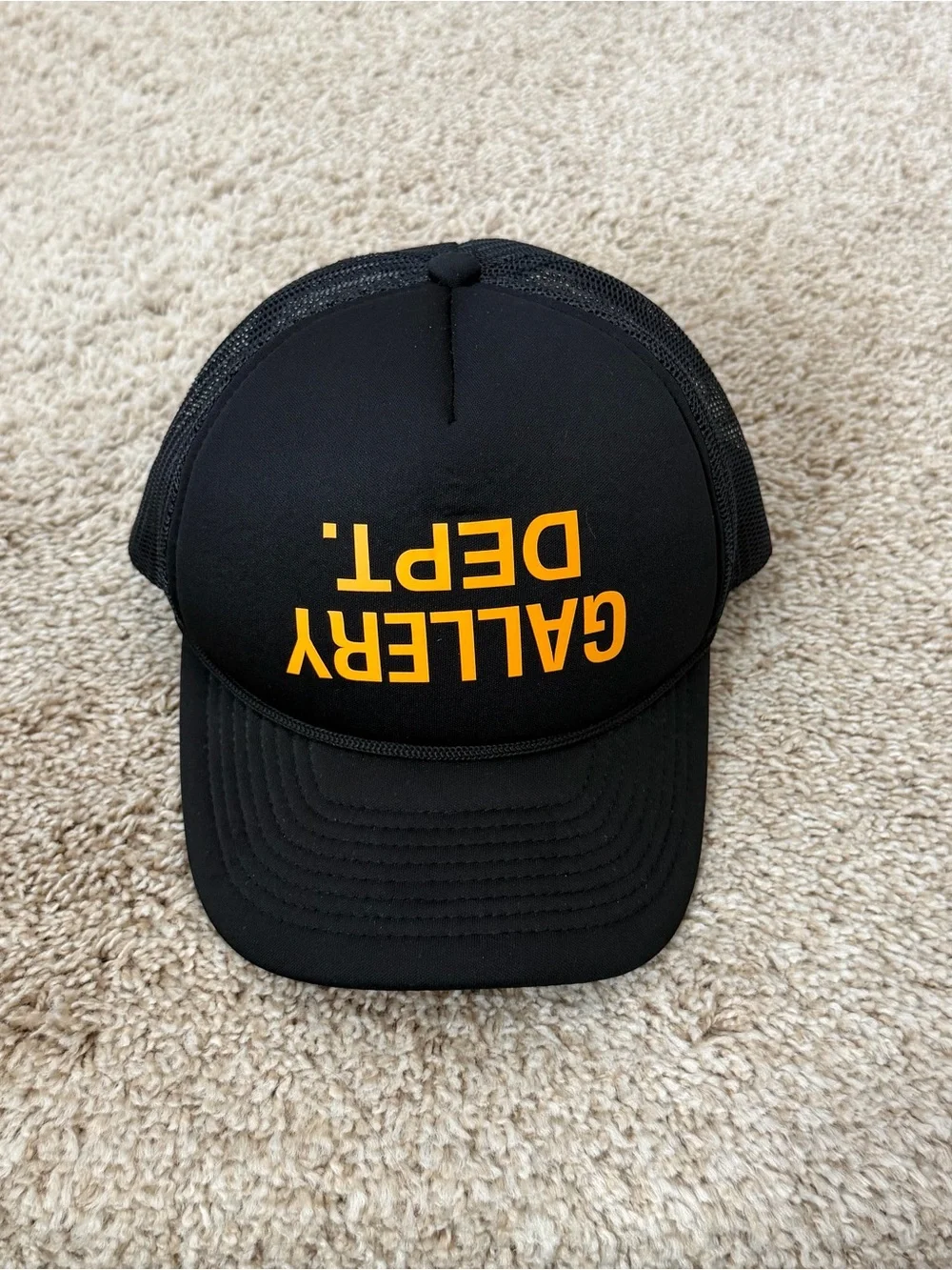 Gallery Dept Black Trucker Hat with Gold Logo